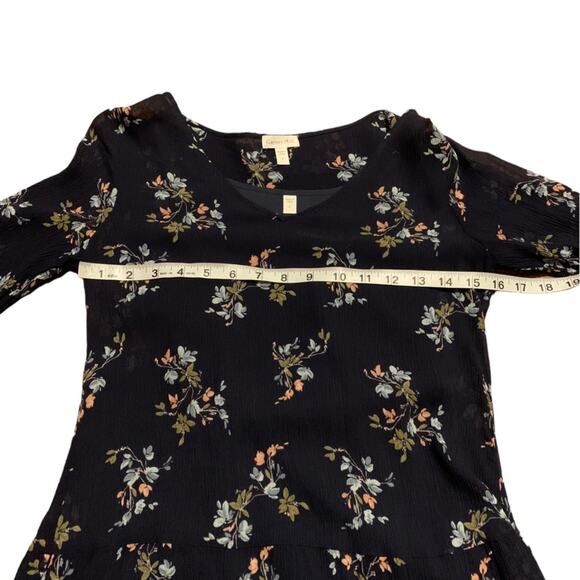 Garnet Hill Dress Mini Tiered Silk Navy Floral Size 2 - Picture 4 of 6